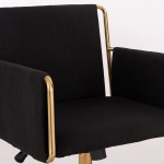  Premium work & beauty chair Gold Black Linen-5400336 КОЗМЕТИЧНИ ТАБУРЕТКИ