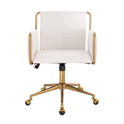  Premium work & beauty chair Gold White Linen-5400335
