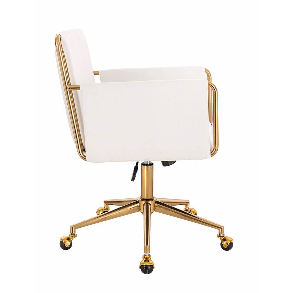  Premium work & beauty chair Gold White Linen-5400335 AESTHETIC STOOLS