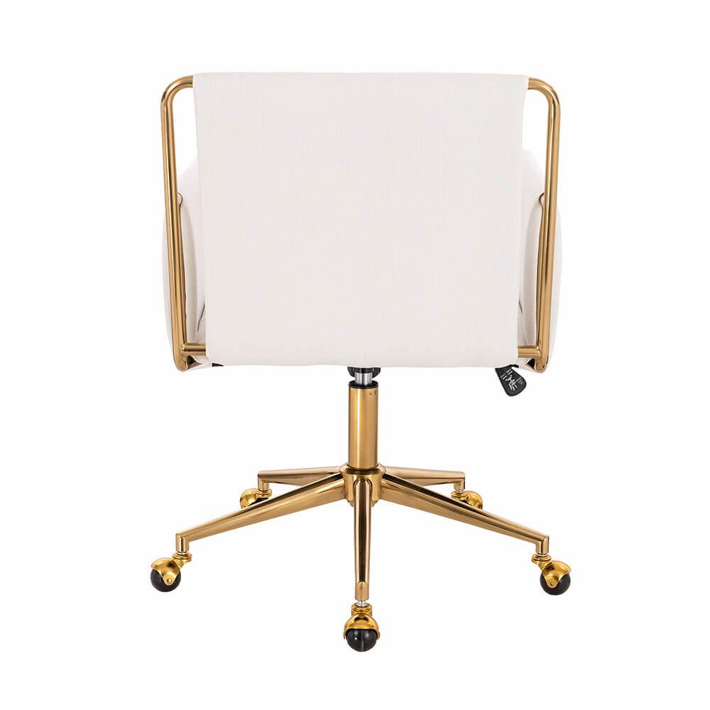  Premium work & beauty chair Gold White Linen-5400335 AESTHETIC STOOLS