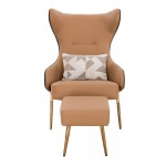 Lounge Chair and relax stool Brown Beige-5470117 NORDIC STYLE COLLECTION