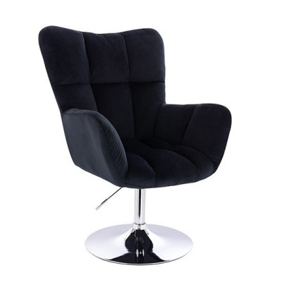 Lounge Chair Silver Base Velvet Black - 5400189