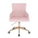 Vanity chair Velvet Gold Light Pink Color-5400230 AESTHETIC STOOLS