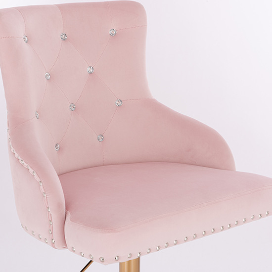 Vanity chair Velvet Gold Light Pink Color-5400230 AESTHETIC STOOLS