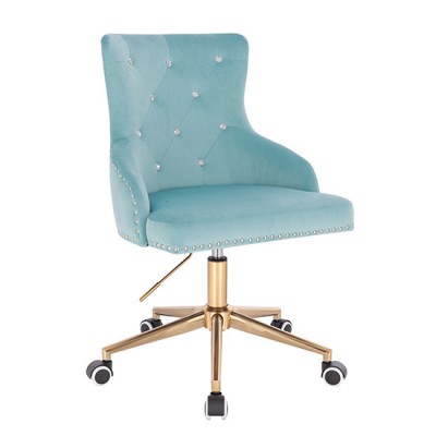 Vanity chair Velvet with Crystals Gold Mint Blue Color - 5400231