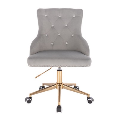 Vanity chair Velvet with Crystals Gold Grey Color - 5400229