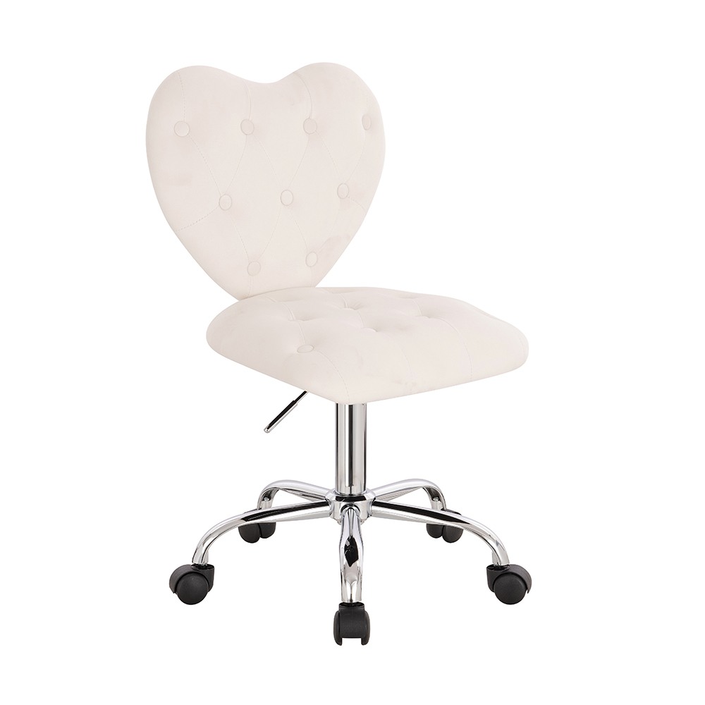 Stylish Chair Velvet Heart White-5400338 AESTHETIC STOOLS