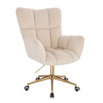 Lounge Chair Gold Velvet Beige-5400341 AESTHETIC STOOLS