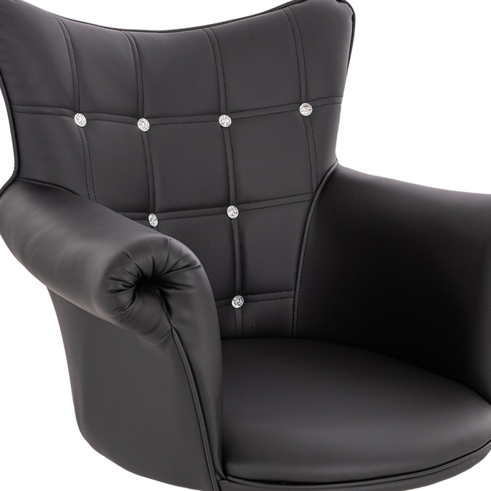 Stylish Chair Pu Black Silver-5400326 AESTHETIC STOOLS