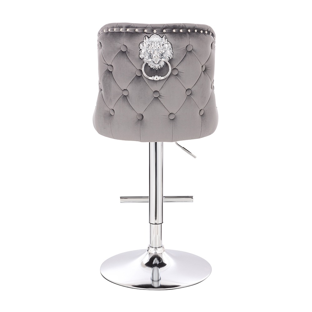 Луксозен бар стол Lion King от кадифе, тъмно сив – 5450103  