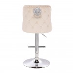 Луксозен бар стол Lion King от кадифе, кремав цвят – 5450106 