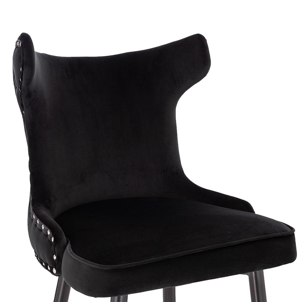 Luxury Bar stool Velvet Black Gold - 5450112 