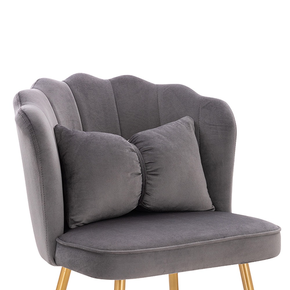 Stylish Beauty Chair Velvet Dark Grey Gold-5470272