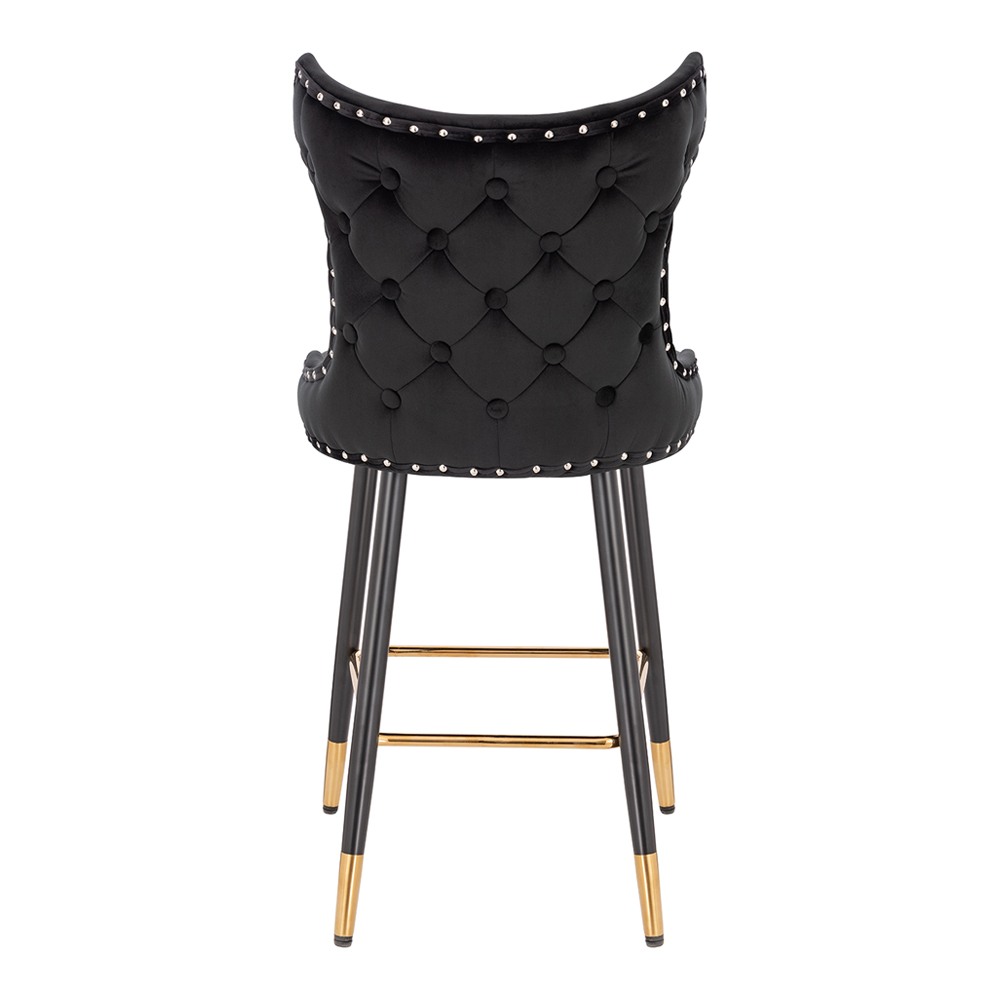 Луксозен бар стол от кадифе, златисто-черен   - 5450112 