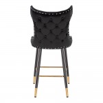 Луксозен бар стол от кадифе, златисто-черен   - 5450112 