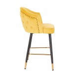 Луксозен бар стол от кадифе, златисто-жълт  – 5450114 
