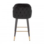 Луксозен бар стол от кадифе, златисто-черен – 5450113 