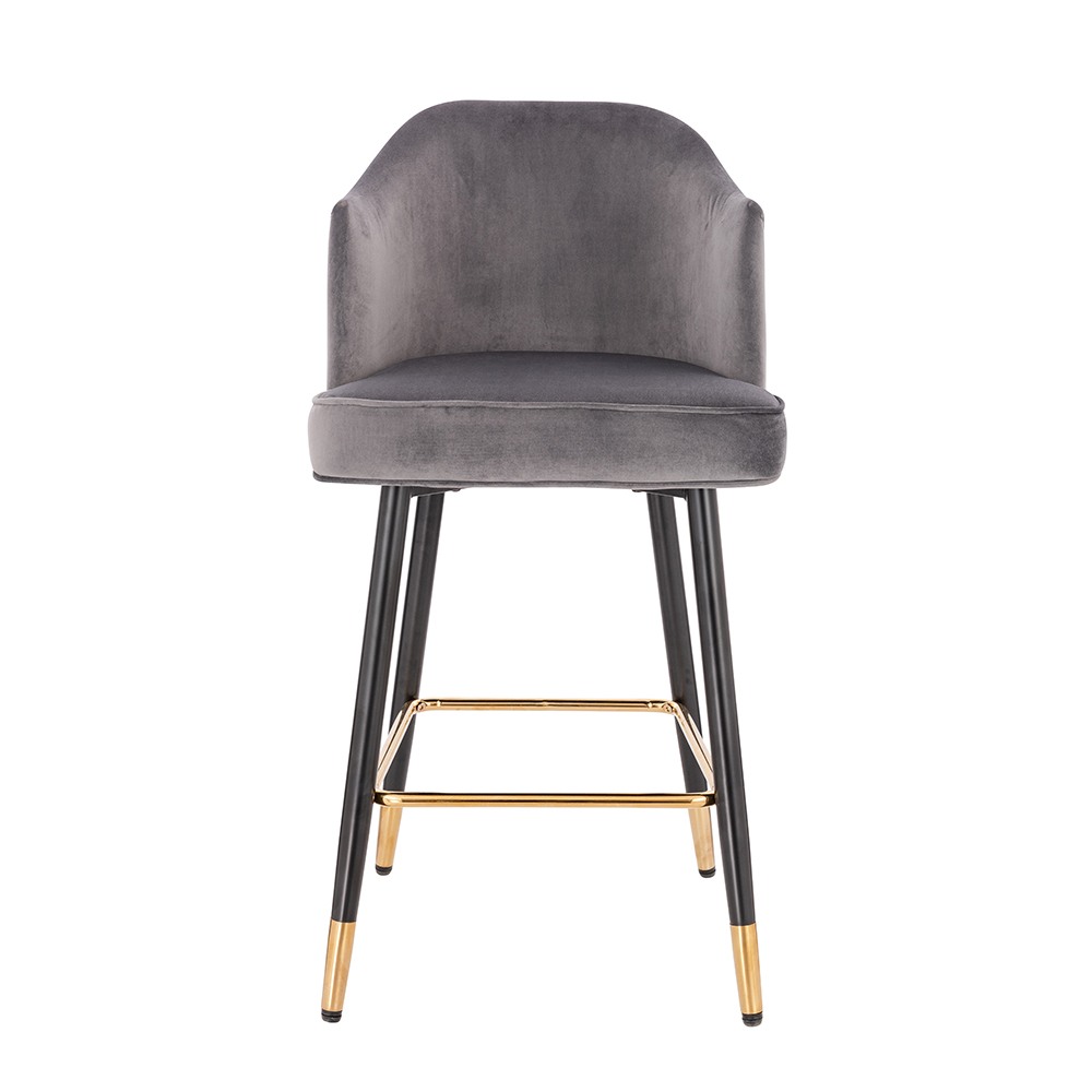 Луксозен бар стол от кадифе, златисто-сив – 5450115 
