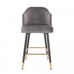 Luxury Bar stool Velvet Dark Grey Gold - 5450115 