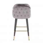 Luxury Bar stool Velvet Dark Grey Gold - 5450115 