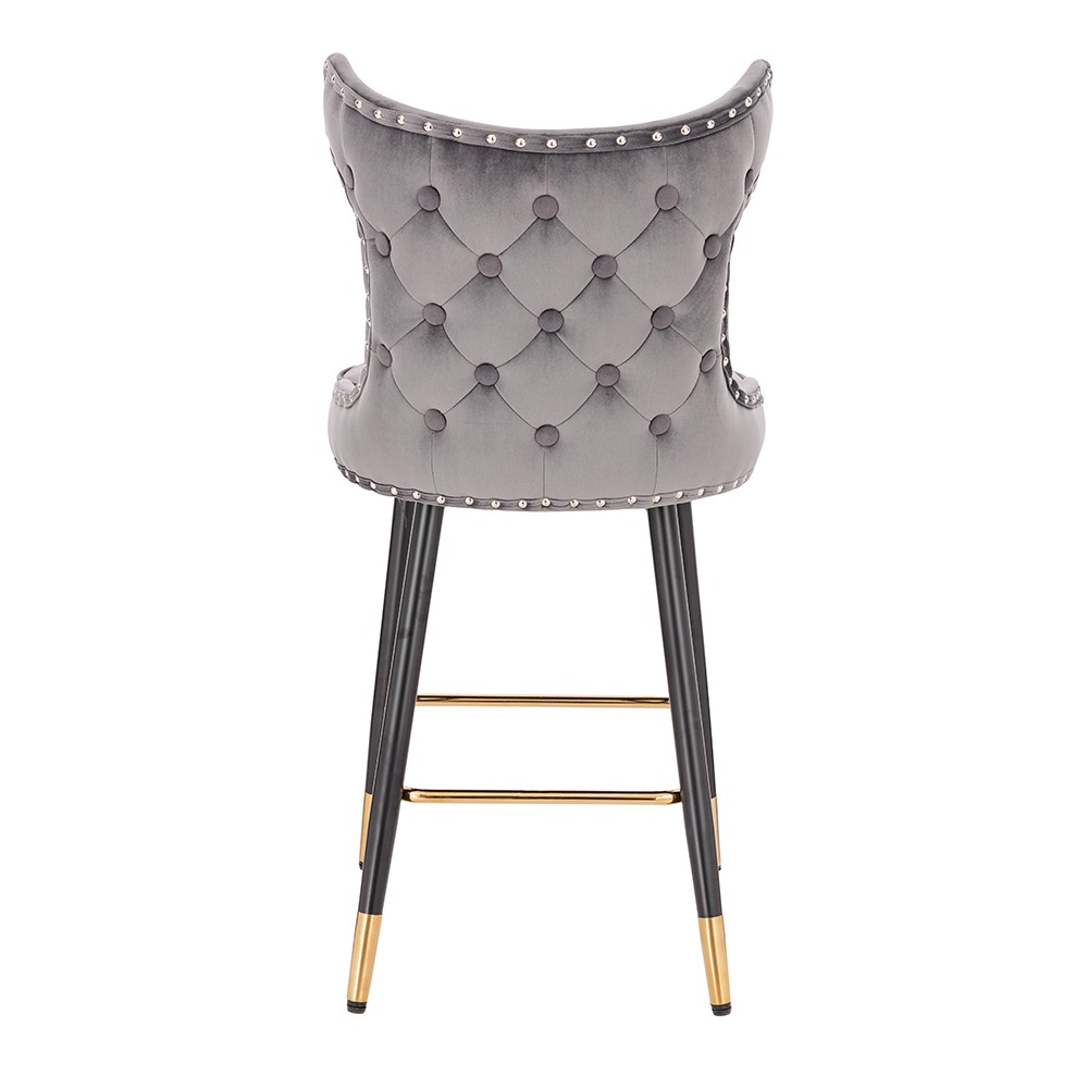 Luxury Bar stool Velvet Dark Grey Gold - 5450111 