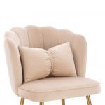 Stylish Beauty Chair Velvet Beige Gold-5470268