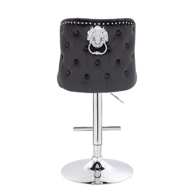 Луксозен бар стол Lion King от кадифе, черен – 5450104