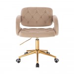Vanity Chair Νarcissus Velvet Light Brown Gold-5400290