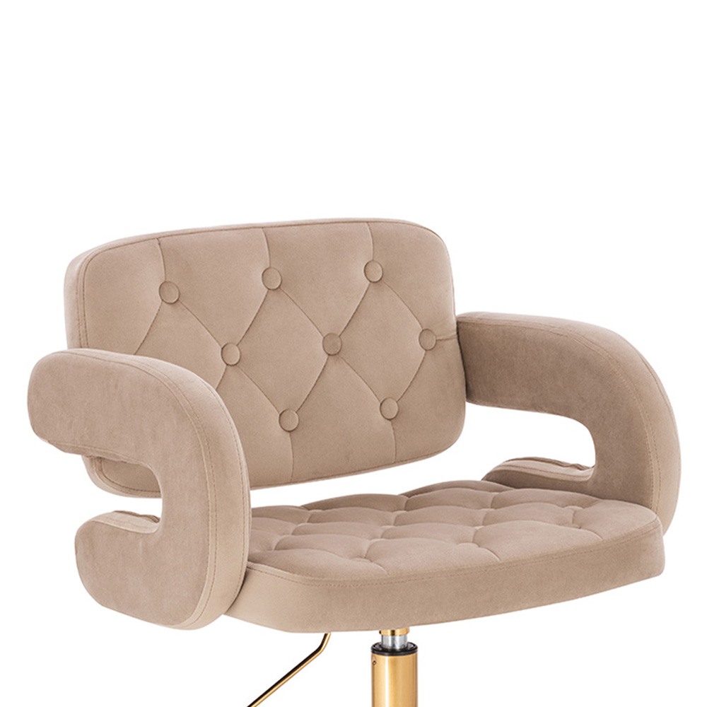 Vanity Chair Νarcissus Velvet Light Brown Gold-5400290