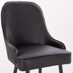 Луксозен бар стол от PU кожа, черен - 5450124 