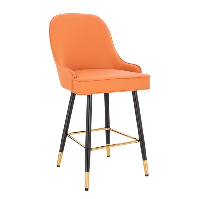 Луксозен бар стол от PU кожа, оранжев - 5450123
