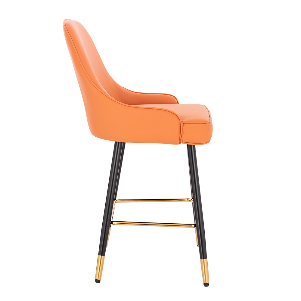 Луксозен бар стол от PU кожа, оранжев - 5450123 
