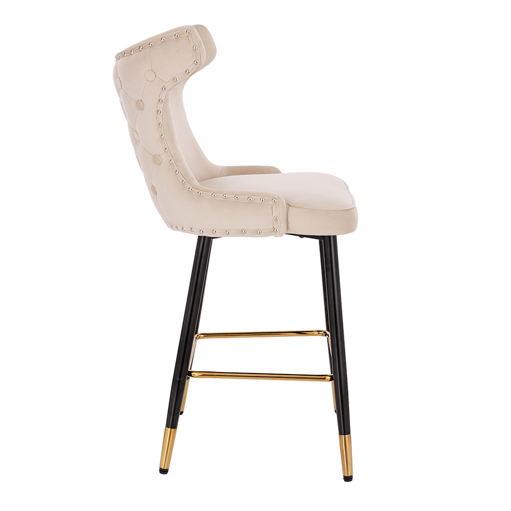 Luxury Bar stool Velvet Cream Gold- 5450110 