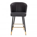 Луксозен бар стол от PU кожа, черен - 5450125 