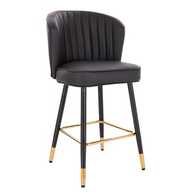 Луксозен бар стол от PU кожа, черен - 5450125