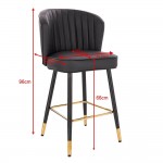 Луксозен бар стол от PU кожа, черен - 5450125 