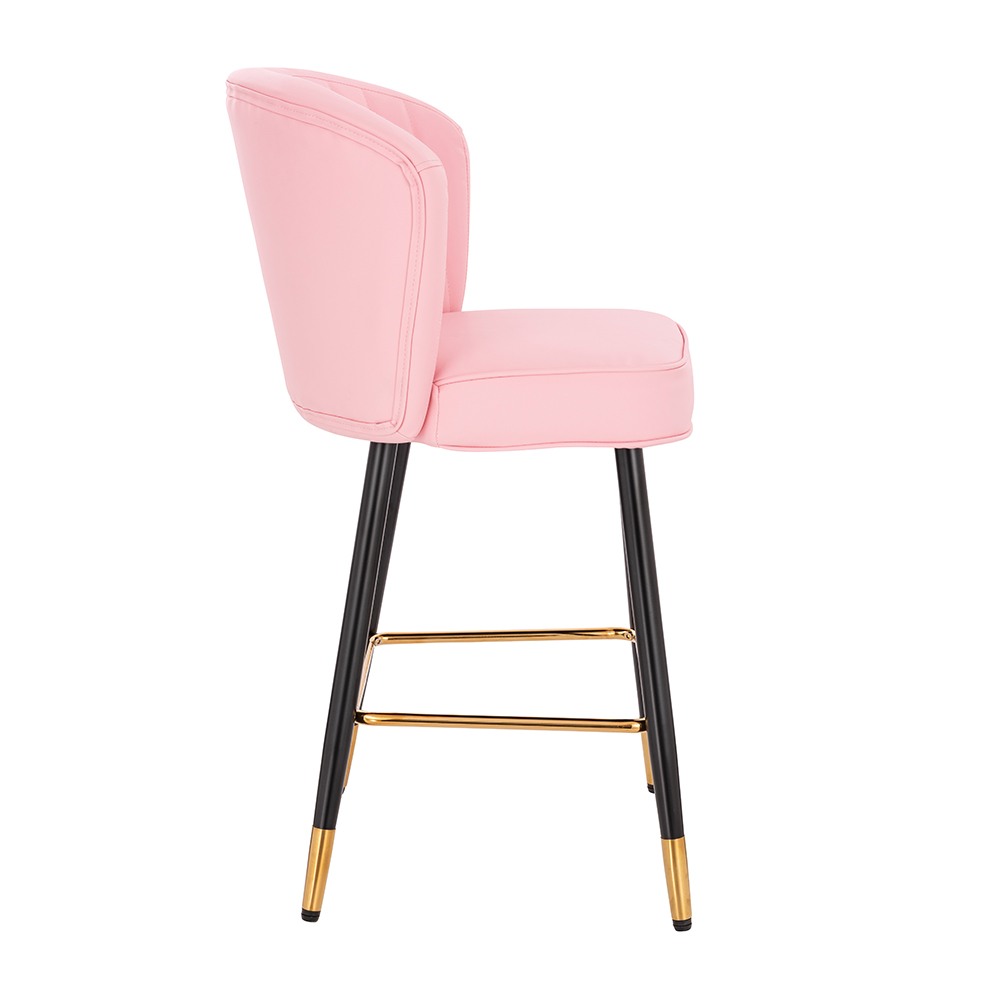 Луксозен бар стол от PU кожа, розов - 5450127 