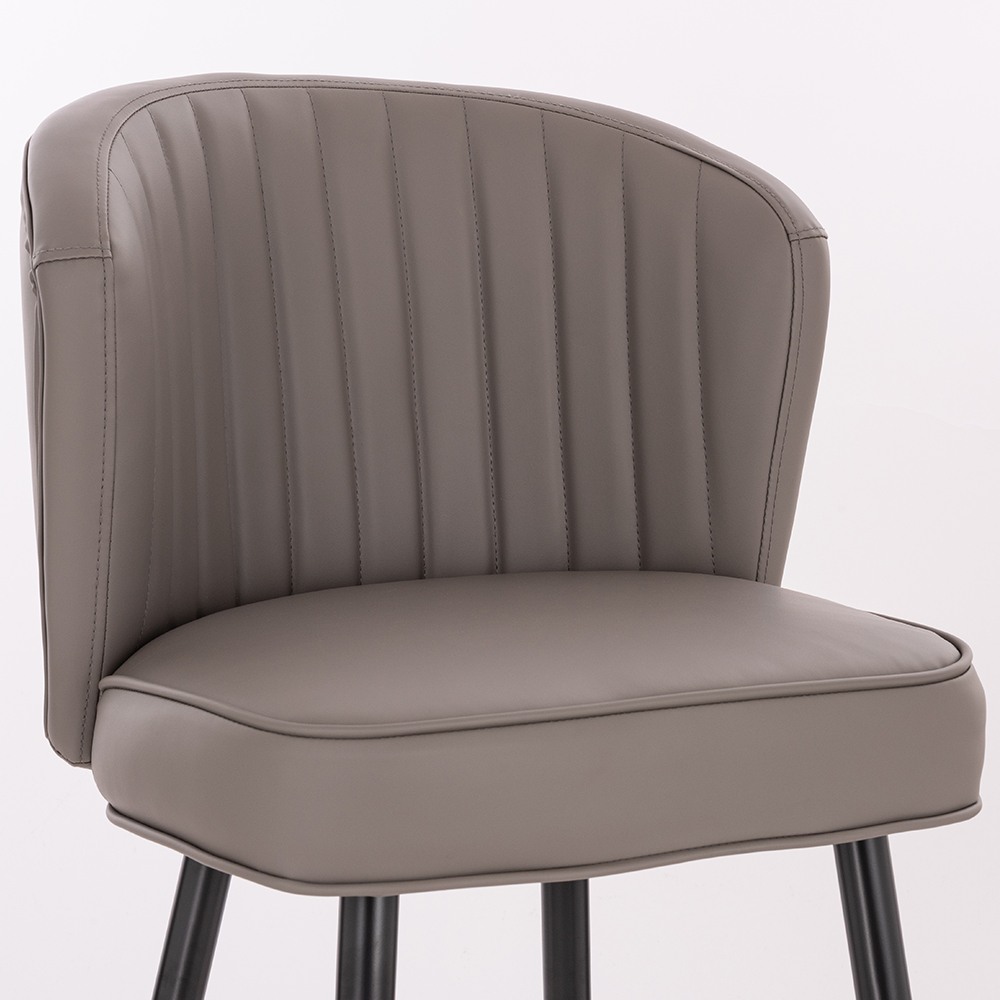 Луксозен бар стол от PU кожа, тъмно сив - 5450126 