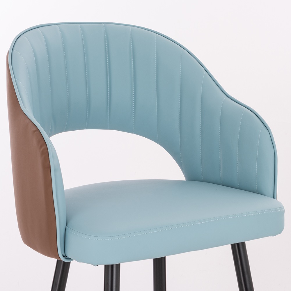 Луксозен бар стол от PU кожа, светло – кафяв цвят - 5450130 