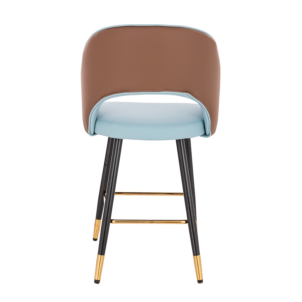 Луксозен бар стол от PU кожа, светло – кафяв цвят - 5450130 