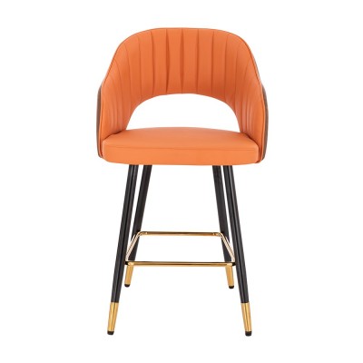 Луксозен бар стол от PU кожа, оранжево – кафяв - 5450128