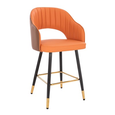 Луксозен бар стол от PU кожа, оранжево – кафяв - 5450128