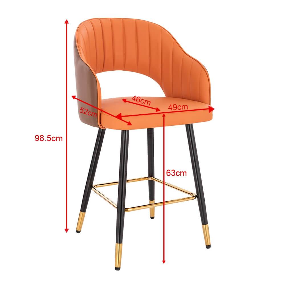 Luxury Bar stool Pu Leather Orange Brown-5450128 