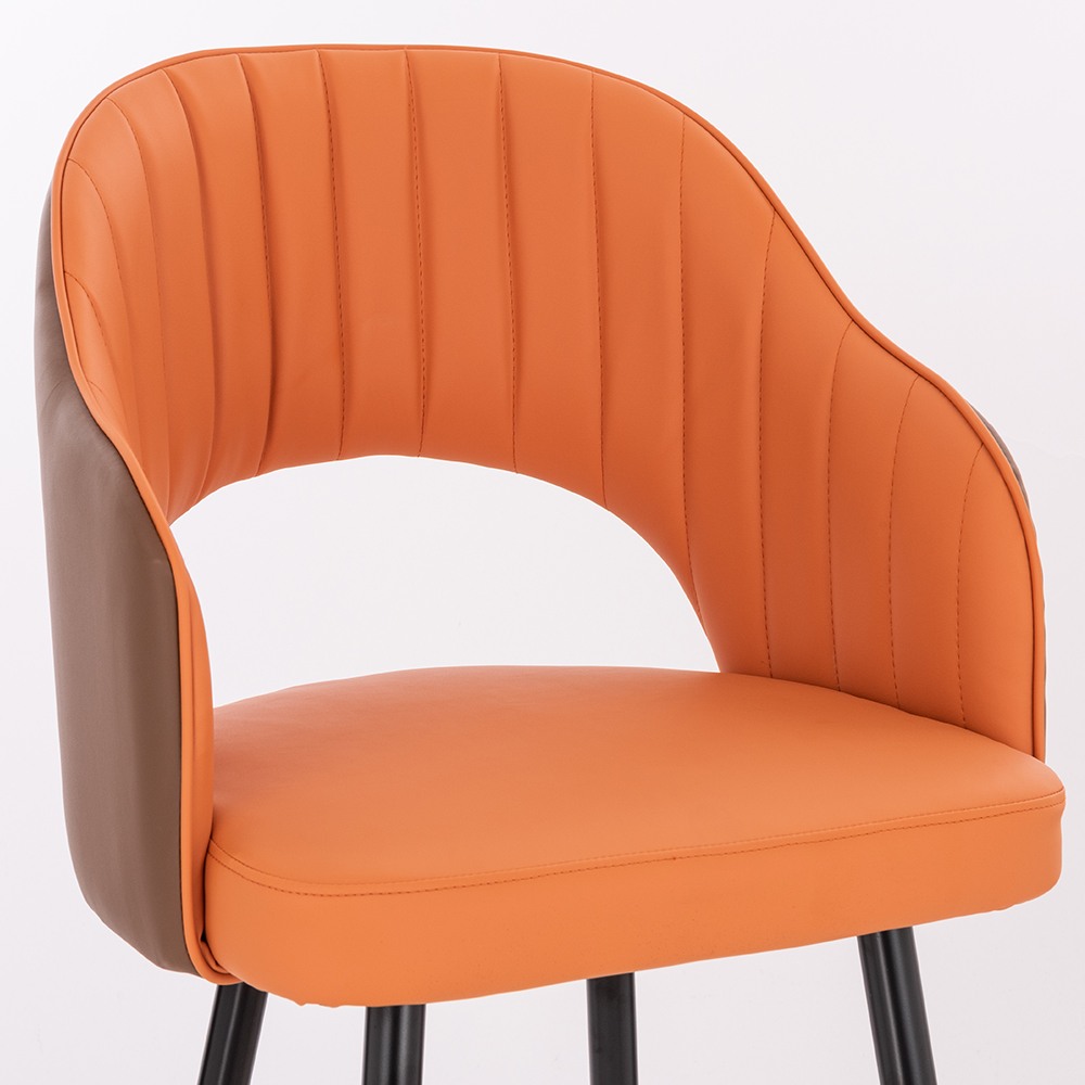 Луксозен бар стол от PU кожа, оранжево – кафяв - 5450128 