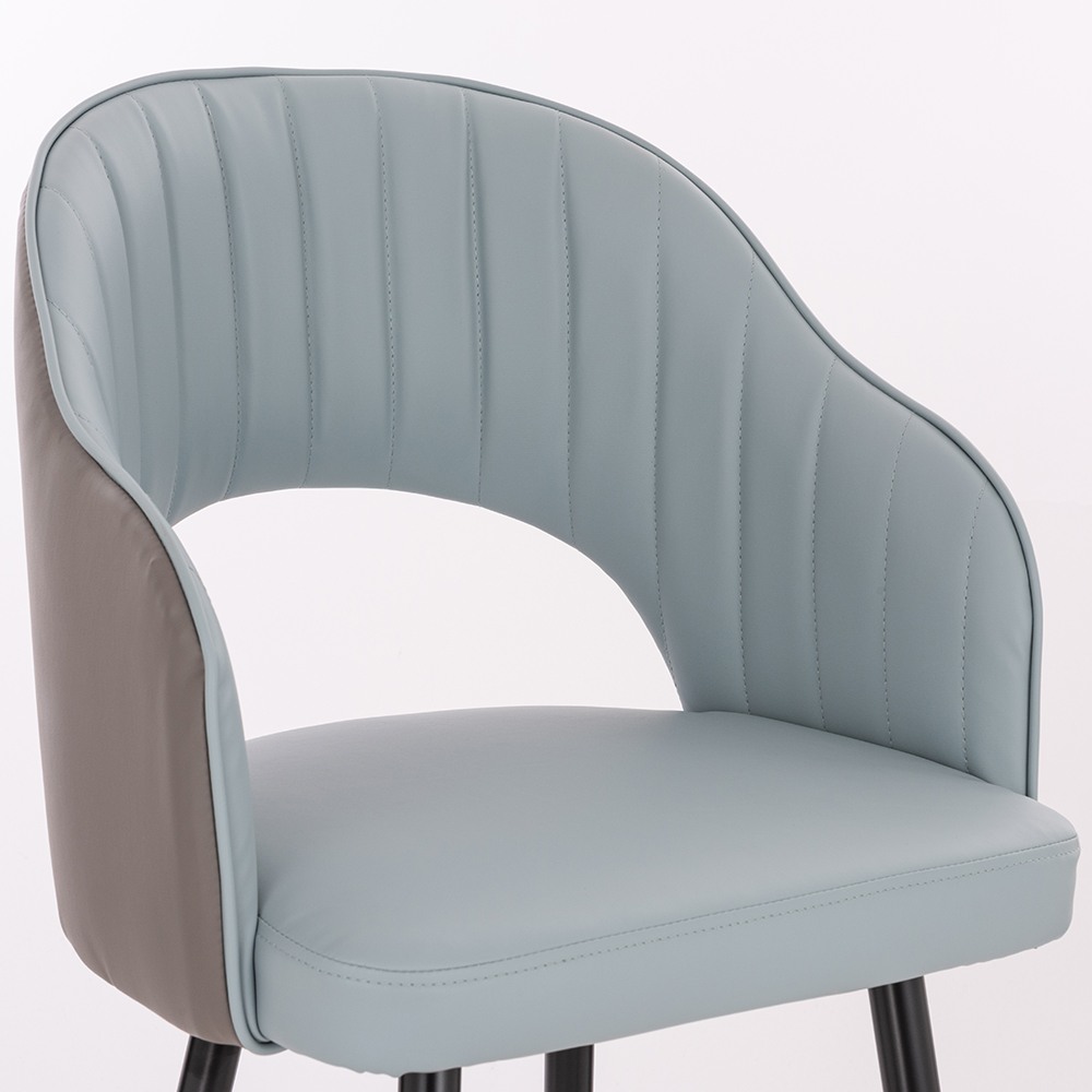 Луксозен бар стол от PU кожа, светло и тъмно сив  - 5450129 