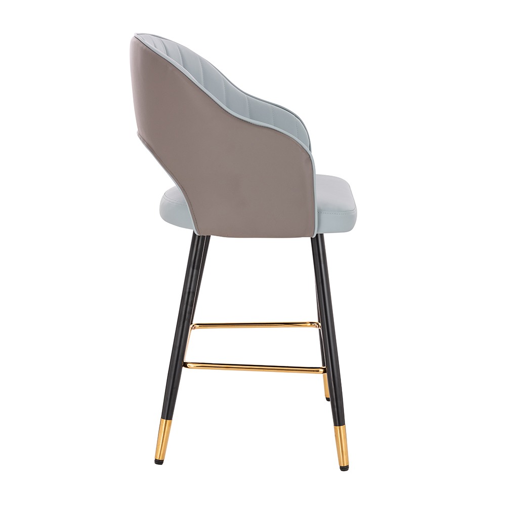 Luxury Bar stool Pu Leather Light and Dark Grey-5450129 
