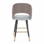Луксозен бар стол от PU кожа, светло и тъмно сив  - 5450129 