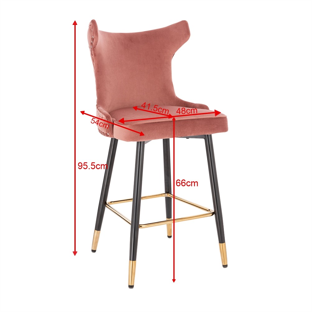 Luxury Bar stool Velvet Wine Red - 5450109 