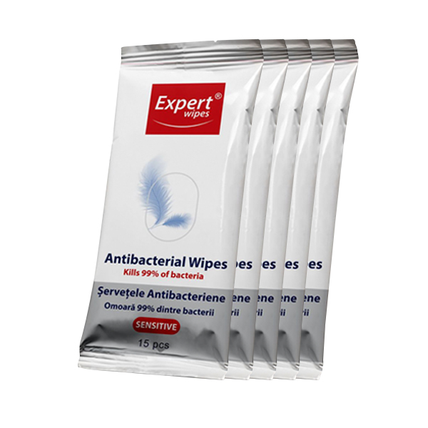 Expert wipes antibacterial wet wipes Sensitive 5x15 pieces - 7600006 DISINFECTANTS FOR TOOLS & SURFACES