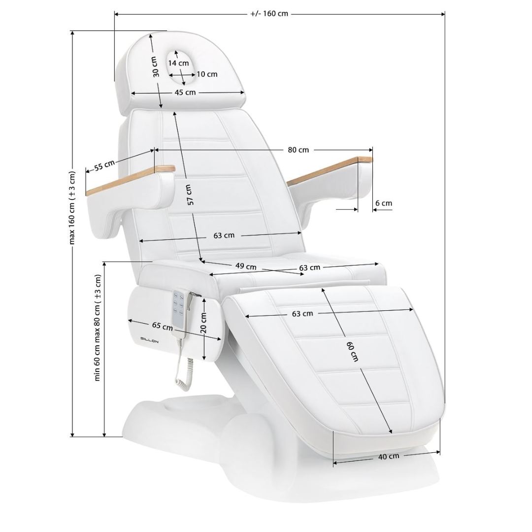 Electric aesthetic chair Lux with 3 motors White - 0132718 CHAIRS WITH ELECTRIC LIFT